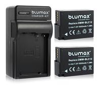 Blumax Lot de 2 batteries pour Panasonic DMW-BLC12 / DMW-BLC12-E 1000 mAh + chargeur DMW-BLC12 | Compatible avec Lumix DMC: G5, G6, GX8, G70, G81, GH2, FZ200, FZ300, FZ1000, FZ2000 Leica V-Lux. 4