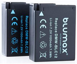 Blumax Lot de 2 batteries pour Panasonic DMW BLC12 DMW BLC12 E - 1100 mAh - Puissance extra forte - Convient pour DMC GX8 G70 G81 G85 G7 G6 G5 FZ2000 FZ2500 FZ1000 FZ200 FZ300