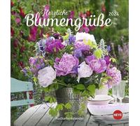 Blumengrüße Postkartenkalender 2024. Kleiner Kalender mit 12 traumhaften Fotos von Blumensträußen und Blüten. Zum Aufstellen oder Aufhängen. Blumen-Kalender 2024 mit Postkarten.