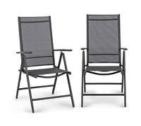 blumfeldt Almeria Garden Chair - Chaise de Jardin, Cadre en Aluminium, Très légère, Résistante, Pliante, Entretien Facile, Dossier réglable à 7 Positions, Anthracite
