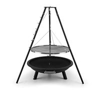blumfeldt Arco Trino - Grill Suspendu, Brasero Robuste, Acier, Grill sur trépied, Surface de Cuisson de 70 cm de diamètre, Grande mobilité, Bords de sécurité - Noir