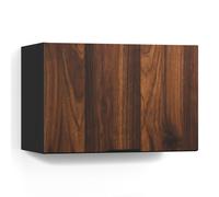 Blumfeldt Armoire Cuisine - Armoire à Hotte avec Panneaux 16 mm, Revêtement Mélaminé, Poignées Aluminium, Vérins à Gaz, Noir-Noyer, Meuble Rangement Cuisine