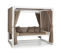 Blumfeldt Balancelle de Jardin 3 Places, Balancoire XL de Jardin avec Auvent et Rideaux, Balancelle Jardin Exterieur Design, Toit Solaire Hydrofuge, Assise Balancelle Convertible de Jardin pour Adulte