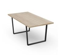 blumfeldt Bearsdon Table à Manger - Plateau MDF Chêne Couleur 180x90 cm, Pieds Métal Noir, Style Industriel, Résistant à la Chaleur & Rayures, Idéal Salle à Manger & Cuisine