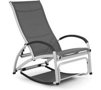 Blumfeldt Beverly Wood Chaise longue de jardin à bascule - Transat Bain de soleil pliable - aluminium gris Gris G
