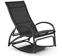 Blumfeldt Beverly Wood Chaise longue de jardin à bascule - Transat Bain de soleil pliable - aluminium noir Noir G