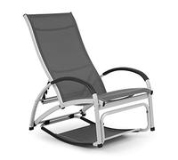 blumfeldt Beverlywood - Chaise Longue, Fauteuil à Bascule, Facile à Nettoyer, Cadre en Aluminium, Design Ergonomique, Comfort Mesh Respirant, 4 Positions, Gris