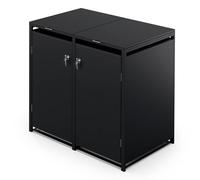 blumfeldt BinSafe Cache Poubelle extérieur - Acier galvanisé résistant, pour 2 bacs 60 L/120 L/240 L, femeture à clé, Design Moderne, abri à Poubelle Noir