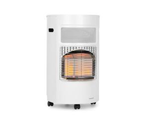 blumfeldt Bonaparte - radiateur à gaz, brûleur céramique Infrarouge, 3 réglages: 1,6/2,6/4,2 KW, boîtier cylindrique et Couvercle de réservoir Pleine Taille, allumage électrique à Pile, Blanc