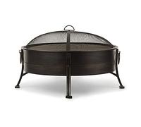 Blumfeldt Brasero 2-en-1 - Brasero de Jardin avec Grille en Acier Inoxydable, braseros FireView Concept, Pare-étincelles, Anneaux de Transport, tisonnier & Grille, Style : Catania, Noir