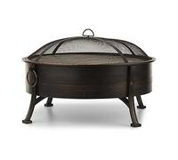 blumfeldt Brasero - Brasero extérieur terrasse, Foyer Ø 80 cm, Grille de Cuisson Ø 70 cm, Fabriqué en Acier, Peinture résistante à la Chaleur, Look Antique en métal Bruni, Stil: Catania, Noir