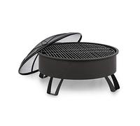 blumfeldt Brasero - Brasero extérieur terrasse, Pare-étincelles Amovibles, FireView Concept, Acier thermolaqué, tisonnier et Grille Inclus, Grille : Ø 68 cm, Ø 75 cm - Stil: Oreos, Noir