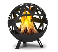 Blumfeldt Brasero de jardin, Bracere d'extérieur en bois avec lys, Brasero avec support, Brasero d'extérieur résistant aux intempéries en acier, avec actisation, pour camping et terrasse