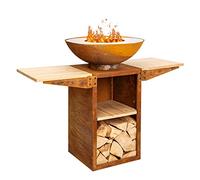 Blumfeldt Brasero Exterieur pour Le Jardin, Plancha Portable avec Grille de BBQ et Bol en Acier, Brasero Barbecue avec Foyer pour Le Camping, Brûleur à Bois, Ultra Solide, 122 x 91 x 60 cm