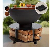 Blumfeldt Brasero portable pour le jardin, brasero d'extérieur, avec grille, grand brasero de jardin, pour balcon et terrasse, 60 x 56 x 60 cm, noir