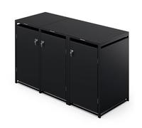 BinSafe conteneur à poubelles 3 poubelles 240 L résistant aux intempéries, verrouillable, acier galvanisé