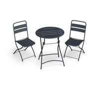 blumfeldt Chaise et Table bistrot - Ensemble Pliant en Acier, 60 cm, résistant aux intempéries, Design Moderne, idéal pour Jardin, Balcon, terrasse, extérieur, 2 chaises incluses