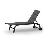 blumfeldt Chaise Longue, transat avec dossiers réglables, Chaise Longue de Jardin avec Cadre en Aluminium, Lounger avec Housses imperméables, avec roulettes, Type : Limala, Noir