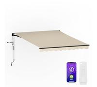 blumfeldt CloudShade Auvent - Store Rétractable Intelligent avec App et Télécommande, UV 30+, Résistant à la Pluie, Inclinaison Ajustable, Cadre Aluminium, Installation Murale, 250x200 cm, Beige