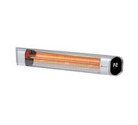 Blumfeldt Dark Wave Chauffage infrarouge, Chauffage de terrasse, MinimalGlare Heating Tube : tube carbone doré, 24 niveaux de chauffe, minuterie, IP65, écran LED, plafond 2000 W, argent
