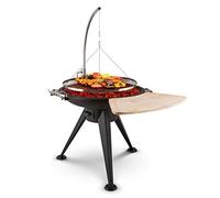 blumfeldt Delion - Grill Suspendu, Pivotant, en Acier, Brasero, 70 cm de diamètre, Pieds Extra Longs, Crochets de sécurité, Surface de Cuisson avec Rebord - Noir