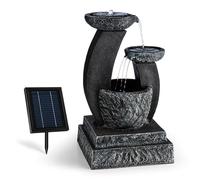 blumfeldt Fantaghiro Fontaine décorative avec Jeu d'eau, Fontaine de Jardin, 3 Niveaux, Éclairage intégré, Panneau Solaire 3 W, Autonome grâce à Batterie, Polyrésine, Aspect Pierre Naturelle, Noir