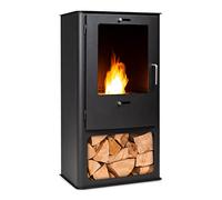 blumfeldt Fiamme Cantal - Cheminée à Poser bioéthanol d'interieur - brûleur en INOX de 1,2 Litre, brûle jusqu'à 6 h, sans Odeur ni résidu avec Compartiment en Bois, Housse de Pluie - Noir