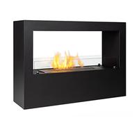 blumfeldt Fiamme Scoppi - Cheminée bioéthanol d'intérieur, brûleur en inox de 3 litres, jusqu'à 6 h de combustion, sans odeur ni résidus. Cheminée à poser, avec protection et outil d'extinction - noir