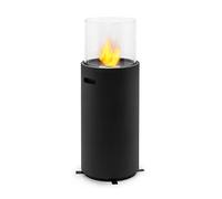 blumfeldt Fiamme Tamburo - Cheminée bioéthanol d'extérieur, brûleur en INOX de 0,8 Litre, brûle jusqu'à 5 h sans Odeur ni résidu, éteignoir, cheminée à Poser, avec Housse de Pluie - Noir