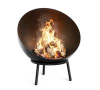 blumfeldt Fireball 66 cm Brasero - Brasero en Acier avec Design 2-en-1 inclinable, Acier de 3 mm d'épaisseur, Base Stable, Grille à Cendres, tisonnier et Housse de Protection Contre la Pluie