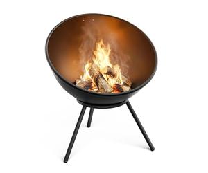 blumfeldt Fireball 66 cm Brasero - Brasero en Acier avec Design 2-en-1 inclinable, Acier de 3 mm d'épaisseur, Base Stable, Grille à Cendres, tisonnier et Housse de Protection Contre la Pluie