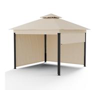 blumfeldt Grandezza Cortina Tonnelle 3x3 m - Cadre Acier, Toit Polyester, Panneaux Latéraux Enroulables, Résistant Intempéries, Beige
