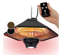 blumfeldt Heat Hexa - Lampe chauffante extérieur, Chauffage radiant infrarouge, Puissance: 800/1200/2000 W, IR ComfortHeat, Eléments chauffants halogènes, LED, Ecran tactile - Noir