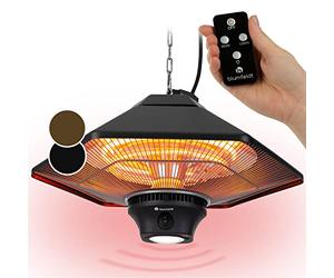 blumfeldt Heat Hexa - Lampe chauffante extérieur, Chauffage radiant infrarouge, Puissance: 800/1200/2000 W, IR ComfortHeat, Eléments chauffants halogènes, LED, Ecran tactile - Noir