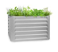 blumfeldt High Grow Straight - Potager surélevé, matériau: Acier galvanisé; Ø 0,6 mm, antirouille, 4 Barres de Protection en Aluminium, 100x60x100 cm (LxHxP), Volume: 600 l - Argent