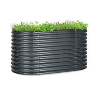blumfeldt High Grow Straight - Potager surélevé, matériau: Acier galvanisé; Ø 0,6 mm, antirouille, 4 Barres de Protection en Aluminium, 160 x 80 x 80 cm, Gris