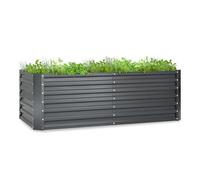 blumfeldt High Grow Straight - Potager surélevé, matériau: Acier galvanisé; Ø 0,6 mm, antirouille, 4 Barres de Protection en Aluminium 180 x 60 x 90 cm, Gris
