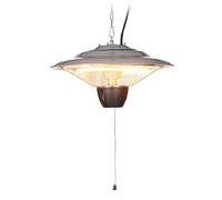 Blumfeldt Hitzkopf - Chauffage Radiant Suspendu, Chauffage Infrarouge, Tubes Infrarouge à Quartz, 2 puissances: 750 ou 1500 Watts, portée: jusqu'à 9 m², IP34, Grille de Protection, Argent