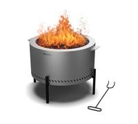 Blumfeldt Ignite Pure Brasero Extérieur - Barbecue & Foyer, Portable, Acier Inoxydable, Feu sans Fumée, Cendrier Amovible, Grille, Protection Pluie, 2 Hauteurs, Idéal Camping & Jardin
