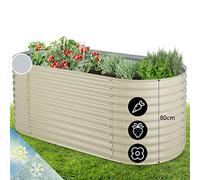 blumfeldt Jardinière surélevée en métal, tôle d'acier résistante aux intempéries, pour balcon et jardin, ovale inoxydable, autoportant, 200 x 80 x 100 cm, grande jardinière pour fleurs, fruits
