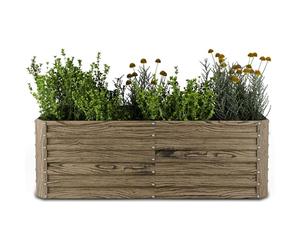 blumfeldt Jardinière surélevée High Grow Straight, 972 L en Acier galvanisé résistant, Aspect Bois, Ergonomique & Facile à Monter pour Fleurs, Herbes & légumes - Drainage Optimal