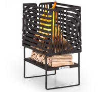 Blumfeldt Krakatoa Braséro étagère en bois en acier massif avec découpes laser Noir Noir G