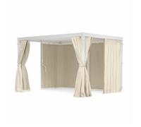 Blumfeldt LuminaHaven Pergola 3x4m avec rideaux et moustiquaires Pavillon Protection UV Cadre aluminium Résistant à la rouille