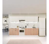 Blumfeldt Meuble Pour Four Encastrable - Armoire Moderne avec Plan de Travail MDF 30 mm, Poignées Aluminium, Pieds Réglables ABS, Surface Mélaminée Facile à Entretenir, Blanc-Chêne