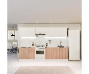 Blumfeldt Meuble Sous Évier - Cabinet Moderne avec Plan de Travail MDF 30 mm, Pieds Réglables ABS, Charnières Soft-Close, Surface Mélaminée Facile d'Entretien, Finition Blanc-Chêne