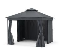Blumfeldt Mondo Dual Pergola 3x3m avec double toit et moustiquaires Pavillon résistante aux intempéries Cadre en métal Gris foncé