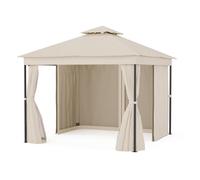 Blumfeldt Mondo Dual Pergola 3x3m avec double toit et moustiquaires Pavillon résistante aux intempéries Cadre en métal Beige