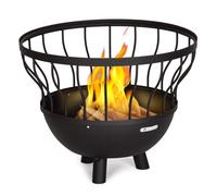 Braséro de jardin - Nantai 3-en-1 - Foyer de terrasse - Grille barbecue Ø48cm - Plateau amovible - Charbon ou bois - Acier noir