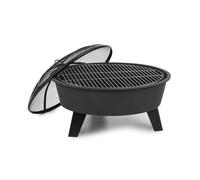 Braséro - Blumfeldt Nolana - Braséro extérieur - Ø73 cm - grill Ø64 cm - pare-étincelles & tisonnier - Braséro barbecue - Acier noir