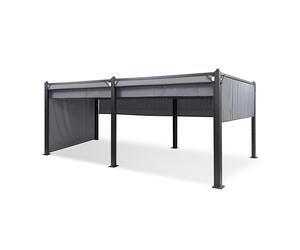 Blumfeldt Pantheon Cortina 3x6m Pergola avec Paroi Latérale Gris